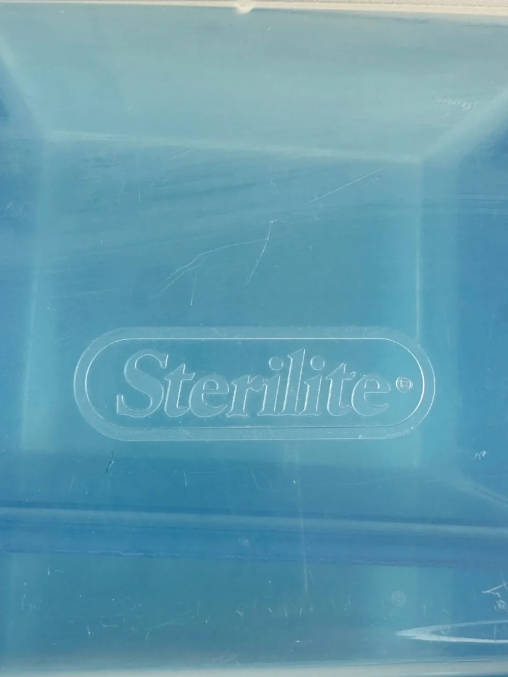 Sterilite Storage Container with Blue Removable Tray, Locking Lid with Handle.
